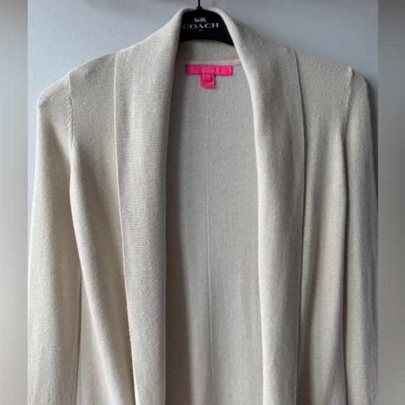 Lilly Pulitzer Heathered Beige Open Front Knit Cardigan Sweater Women's XXS - Picture 3 of 13